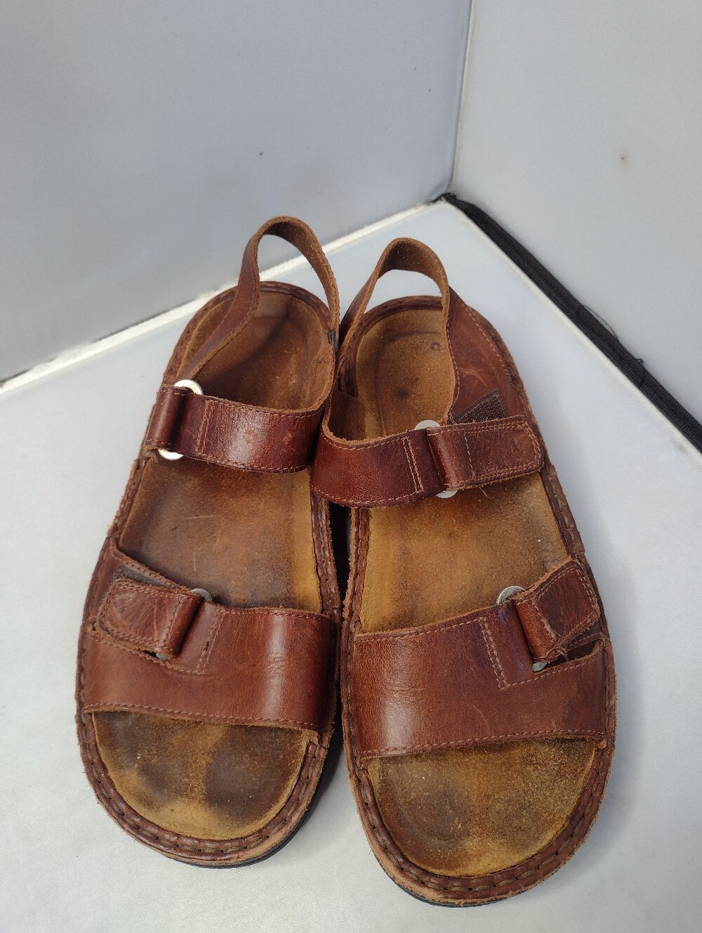 Naot Women's Brown Leather Fisherman Sandals Ankle Strap Size 38 Y2K B7